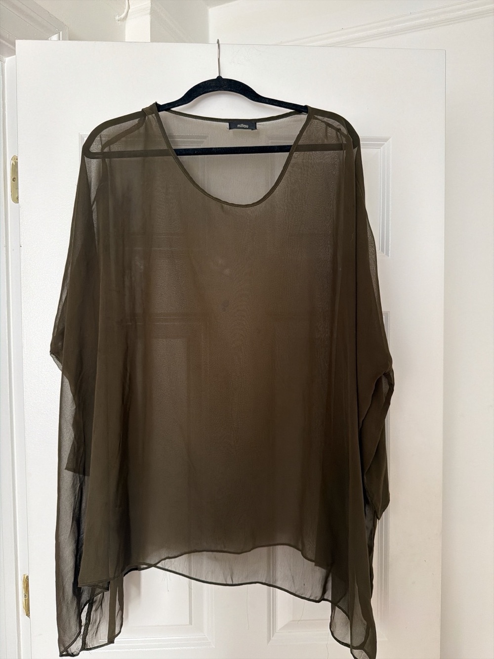 Millau Olive Green Sheer Tunic Top